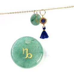 Pendentif Aventurine Verte 12mm Signe Astrologique Capricorne - Trou: 1mm (1)