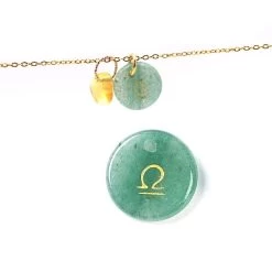 Pendentif Aventurine Verte 12mm Signe Astrologique Balance- Trou: 1mm (1)