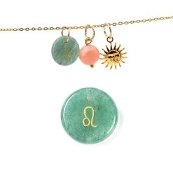 Pendentif Aventurine Verte 12mm Signe Astrologique LION - Trou: 1mm (1)