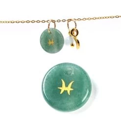 Pendentif Aventurine Verte 12mm Signe Astrologique Poisson - Trou: 1mm (1)