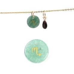 Pendentif Aventurine Verte 12mm Signe Astrologique Scorpion- Trou: 1mm (1)