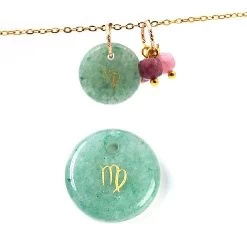 Pendentif Aventurine Verte 12mm Signe Astrologique Vierge - Trou: 1mm (1)