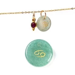 Pendentif Aventurine Verte 12mm Signe Astrologique Cancer- Trou: 1mm (1)