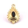 Pendentif Goutte Perlé Acier Doré Et Cabochon Pierre Noire 19x14mm (1)