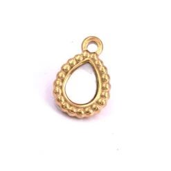 Pendentif Goutte Acier Inoxydable Doré Avec Cabochon Nacre 15x10mm (1)