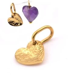 Pendentif Coeur Martelé Acier Inoxydable Doré 7x7mm Avec Anneau (1)