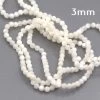 Perle Ronde En Nacre Blanche Naturelle 3mm, Trou: 0,6mm - Fil 39cm (1 Fil)