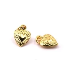 Pendentif Coeur Style Rétro Laiton Doré Qualité Avec Anneau 12x9mm (1)
