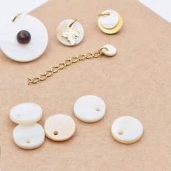 Pendentifs Breloque Ronde En Nacre Véritable 8mm (10)