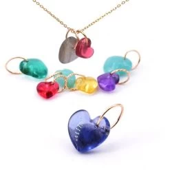 Pendentif Coeur Imitation Améthyste 10x10mm Avec Anneau Gold Filled (1)