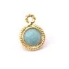 Pendentif Rond Facettes Amazonite Serti Laiton Doré Or Fin 12mm (1)