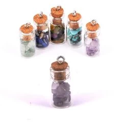 Pendentif Bouteille Verre Avec éclats D'Améthyste 18x10mm (1)