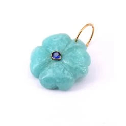 Pendentif Fleur Sculptée Amazonite Cabochon Lapis Lazuli 20mm (1)