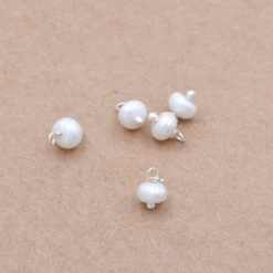 Mini Charms Breloque Perle Nacre D'eau Douce 4.5mm Tige Argent 925 (5)