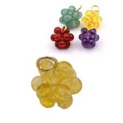 Pendentif Boule De Perles En Quartz Teinté Jaune 11-12mm (1)