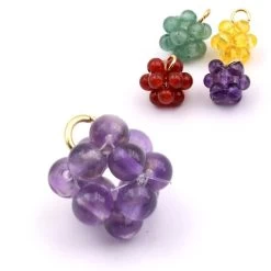 Pendentif Boule De Perles En Quartz Teinté Violet 11-12mm (1)