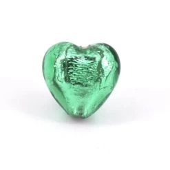 Perle De Murano Coeur Vert Et Argent 10mm (1)
