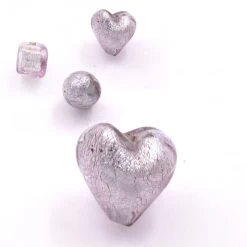 Perle De Murano Coeur Rosé Argent Vieilli 10mm (1)