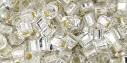 Cc21 - Perles Toho Cube 3mm Silver Lined Crystal (10g) 1 Cc21 - Perles Toho Cube 3mm Silver Lined Crystal (10g)