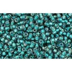 Cc270 - Perles De Rocaille Toho 15/0 Rainbow Crystal/prairie Green Lined (5g)