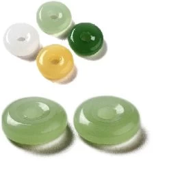 Perle Rondelle Donut Verre Imitation Jade Vert Pale 10x3.5mm (4)