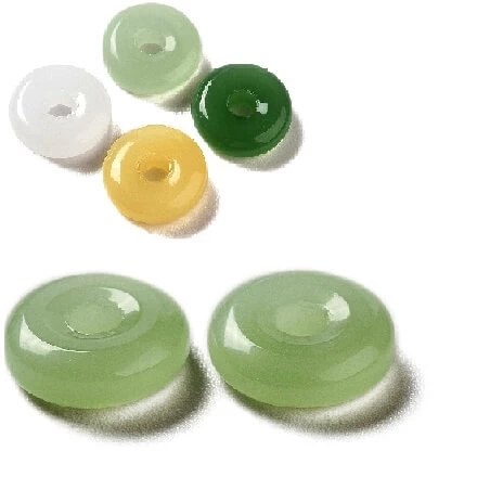 Perle Rondelle Donut Verre Imitation Jade Vert Pale 10x3.5mm (4) 1 Perle Rondelle Donut Verre Imitation Jade Vert Pale 10x3.5mm (4)