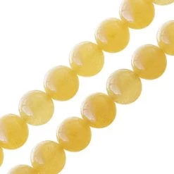 Perle Ronde En Jade Jaune 10mm Sur Fil (1)