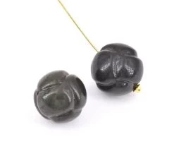 Perle Ronde Sculptée Noeud En Obsidienne 19mm, Trou 1,2mm (1)