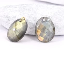 Pendentif Perle Goutte Ovale Labradorite Facettes 19x15mm-0.9mm (1)