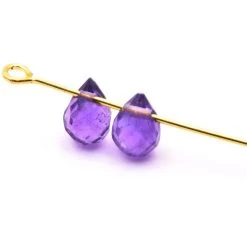 Pendentif Perle Goutte Améthyste Facettes 7x5mm Trou : 0.7mm (2)