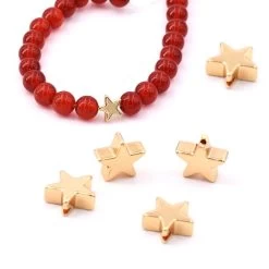 Perles étoile En Hématite Métal Dorée AA - 7mm, Trou : 1mm (4)