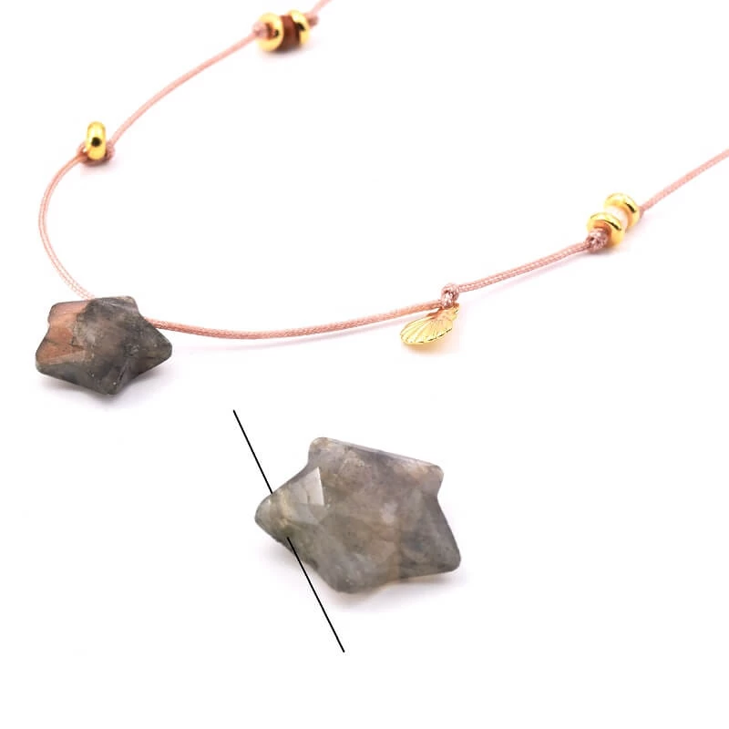 Pendentif étoile à Facettes Sculptée En Labradorite 14mm - Trou: 0,7mm (1) 1 Pendentif étoile à Facettes Sculptée En Labradorite 14mm - Trou: 0,7mm (1)