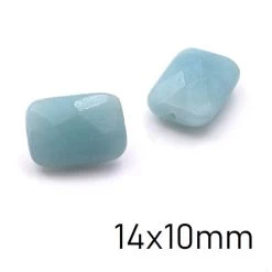 Perle Rectangle Amazonite à Facettes 14x10mm - Trou: 1mm (1)