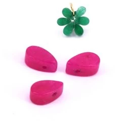 Pendentif Perle Goutte Jade Teinté Fuchsia 10x5.5x4mm - Trou: 0.7mm (3)