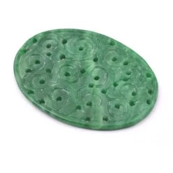 Pendentif Connecteur Ovale Ajouré Arabesques Jade Vert 49x25mm (1)