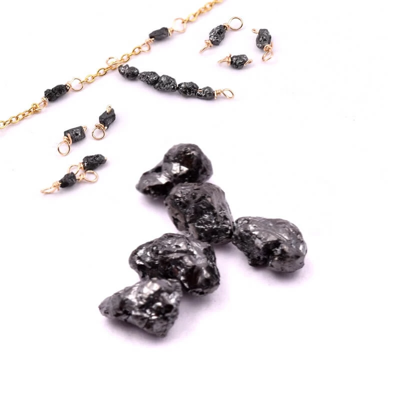 Perle Pépite En Diamant Brut Noir 3-4x2-3mm - Trou:0.4mm (5) 1 Perle Pépite En Diamant Brut Noir 3-4x2-3mm - Trou:0.4mm (5)