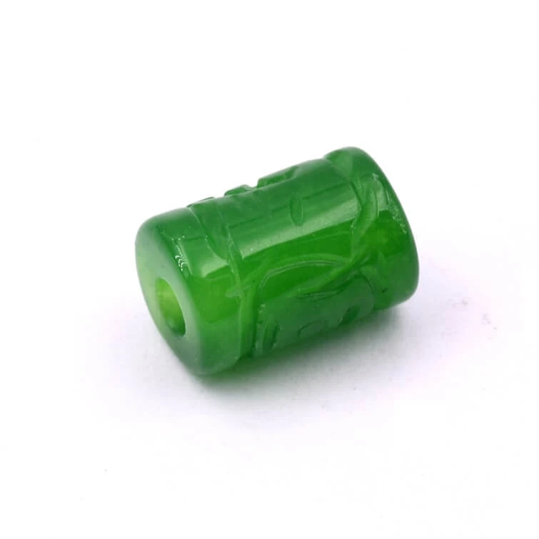 Perle Tube Sculptée En Jade Teinté Vert 14x10mm - Trou: 3.5-5mm (1) 1 Perle Tube Sculptée En Jade Teinté Vert 14x10mm - Trou: 3.5-5mm (1)
