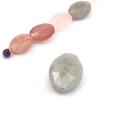 Perle Ovale à Facettes En Amazonite 10x8mm - Trou: 1mm (1)