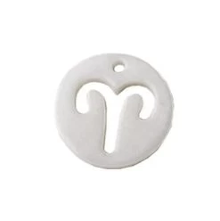 Pendentif Charm Rond Nacre Blanche Signe Astrologique Bélier 12mm (1)