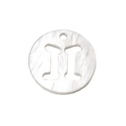 Pendentif Charm Rond Nacre Blanche Signe Astrologique Gémeaux 12mm (1)