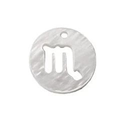 Pendentif Charm Rond Nacre Blanche Signe Astrologique Scorpion 12mm (1)