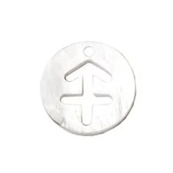 Pendentif Charm Rond Nacre Blanche Signe Astrologique Sagittaire 12mm (1)