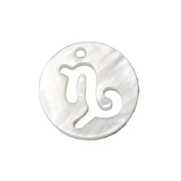 Pendentif Charm Rond Nacre Blanche Signe Astrologique Capricorne 12mm (1) 1 Pendentif Charm Rond Nacre Blanche Signe Astrologique Capricorne 12mm (1)