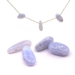 Pendentif Goutte En Agate Bleu 11-20x6-8mm - Trou: 1mm (4)