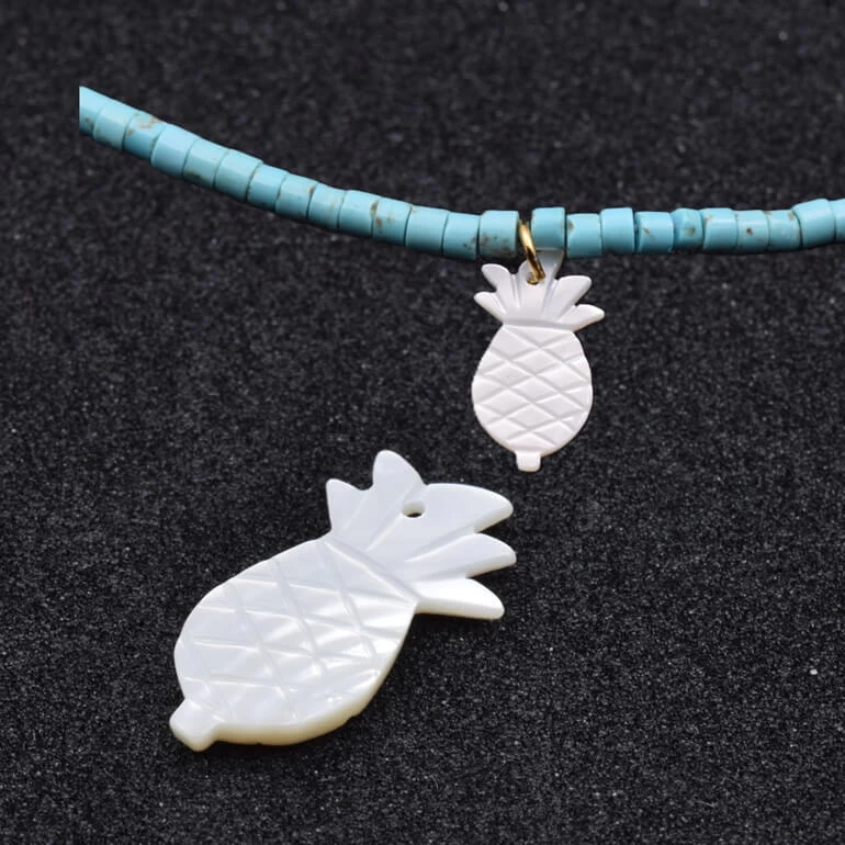 Pendentif Charm Ananas Nacre Blanche 18x10mm - Trou 0.8mm(1) 1 Pendentif Charm Ananas Nacre Blanche 18x10mm - Trou 0.8mm(1)