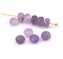 Perles Améthyste Rondelles à Facettes 8x5mm - Trou: 1mm (5)