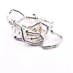 Heishi Perles Rondelles En Hématite Plaqué Argenté 2mm (1 Fil)