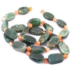 Perle Ovale Plate Aventurine Verte Et Citrine 11-22x10-11mm (1 Fil-42cm)