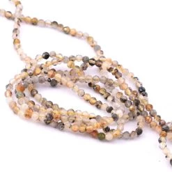 Perle Ronde à Facettes Quartz Rutile 2.5mm - Trou 0.6mm (1 Fil-38cm)