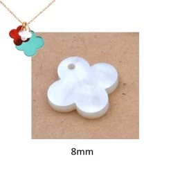 Pendentif En Nacre Forme Trèfle Croix 8mm - Trou : 1mm (1)